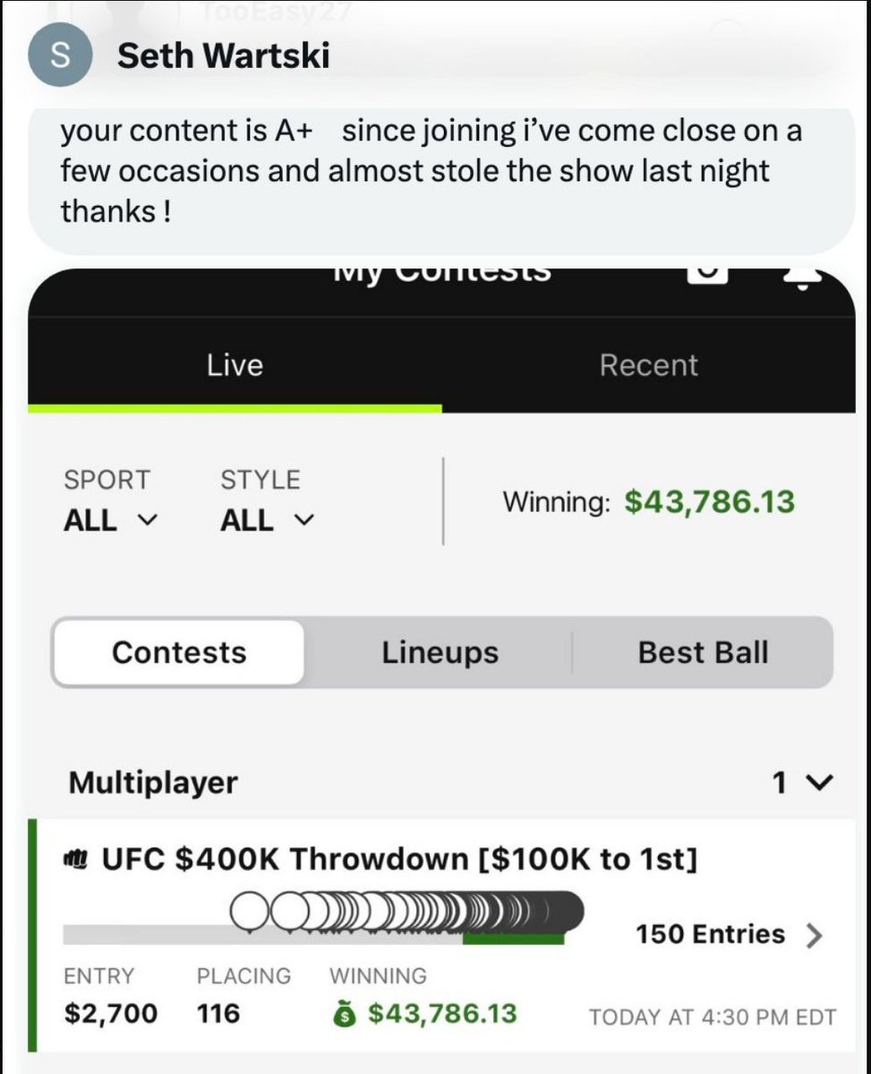 🚨MMA Premium:🚨 HUGE #UFC288 card up next, with more than $1M up for grabs on DraftKings!

Get 50% off your first month with promo code "UFC288" !! THIS PROMO WONT LAST LONG ⏰⏰

✅Breakdowns
✅Podcasts
✅Projections
...and more!

Join the community ➡️ dailyfanmma.com/purchase/