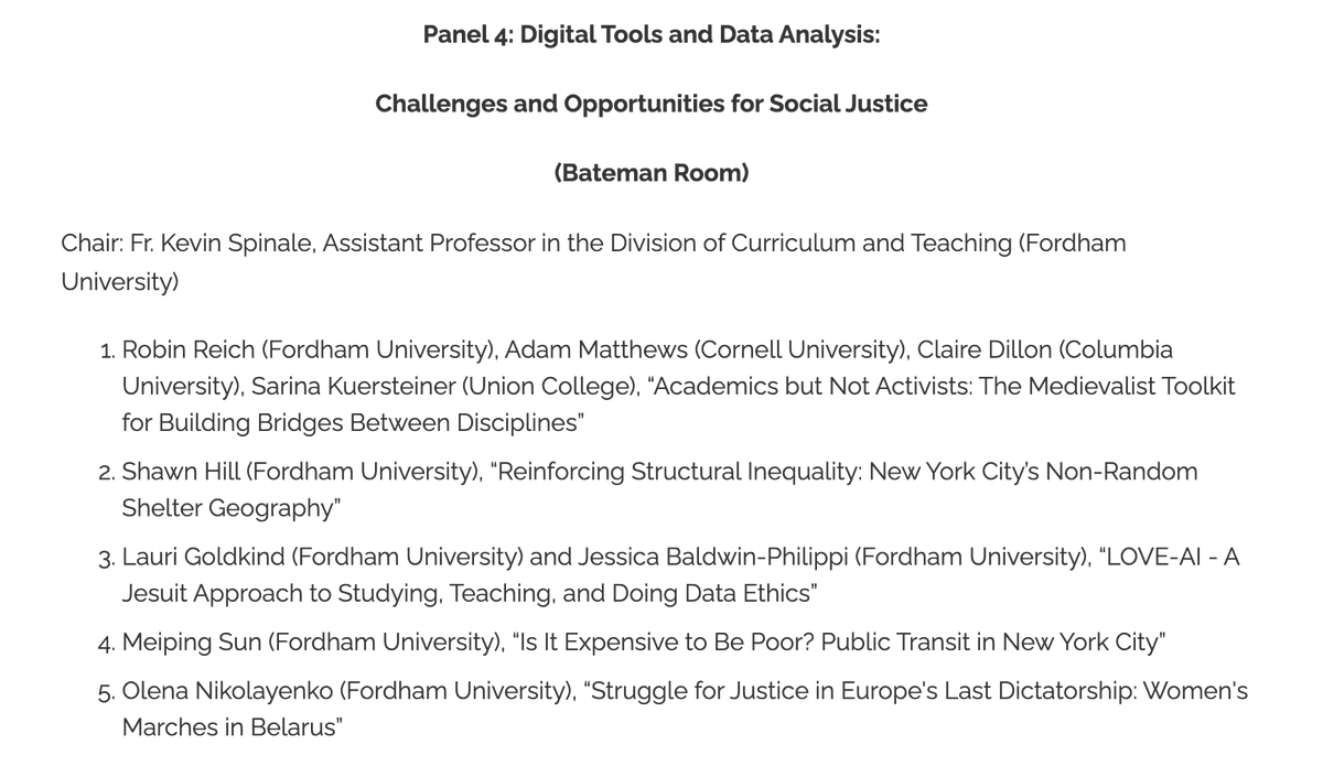 This week we joined an interdisciplinary group of experts using digital tools for public good. Robin Reich presented the Medievalist Toolkit at <a href="/FordhamNYC/">Fordham University</a>'s International Conference on Social and Environmental Justice. Thanks to <a href="/FordhamDSC/">Fordham Digital Scholarship Consortium</a> <a href="/MVSTFordham/">MVSTFordham</a> <a href="/ProfNickPaul/">Nicholas Paul</a> &amp; more!