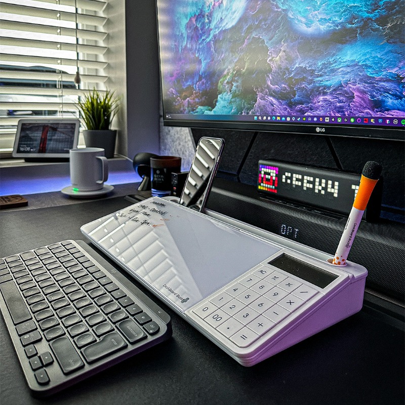 deskboardbuddy's tweet photo. DeskBoard Buddy is the ultimate sticky note replacement tool. 

Stay productive during your work day by keeping your to-do list in front of you on the DeskBoard Buddys glass whiteboard surface. It's also perfect for jotting down notes or ideas during meetings and phone calls.