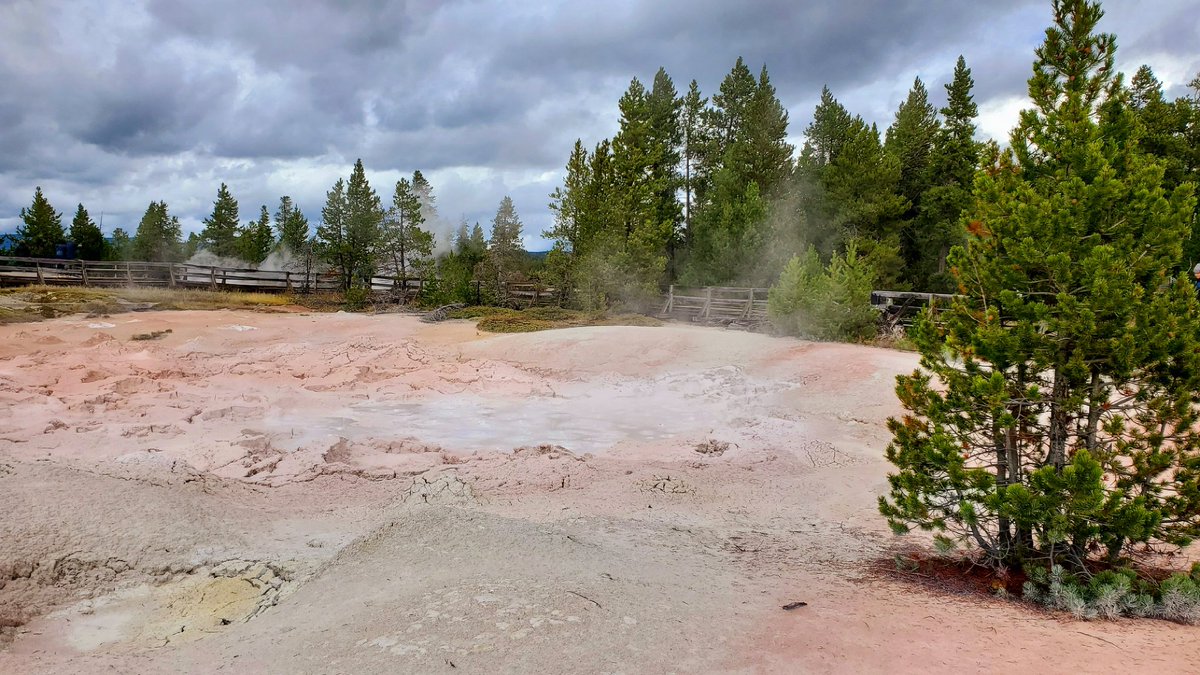 Celestine Pool loop/ painted pot loop in Yellowstone National Park. This was our favourite loop: If you can only do 1 loop, pick this one. For accessibility details, check out our YouTube video youtu.be/XUJXPky3XY4 #yellowstonenationalpark #travelwithlimitedmobility