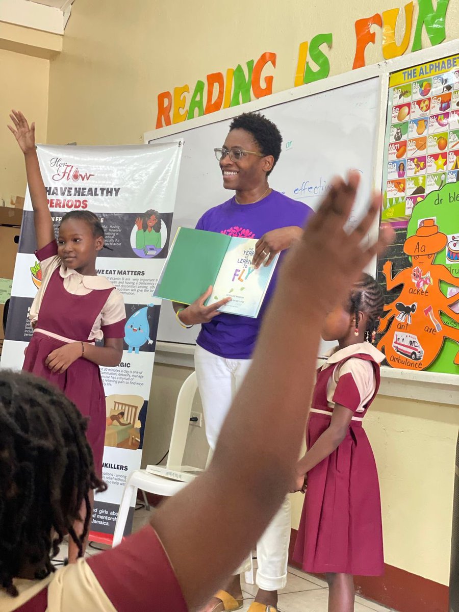 Today was a dream come true. I can’t thank @DrJaniceJ and GCF enough for sharing our mission with @JackieWoodson who has spent this week sharing beautiful stories with children. Spending the day with students in Clarendon was magic. The world belongs to us indeed ❤️📚🇯🇲