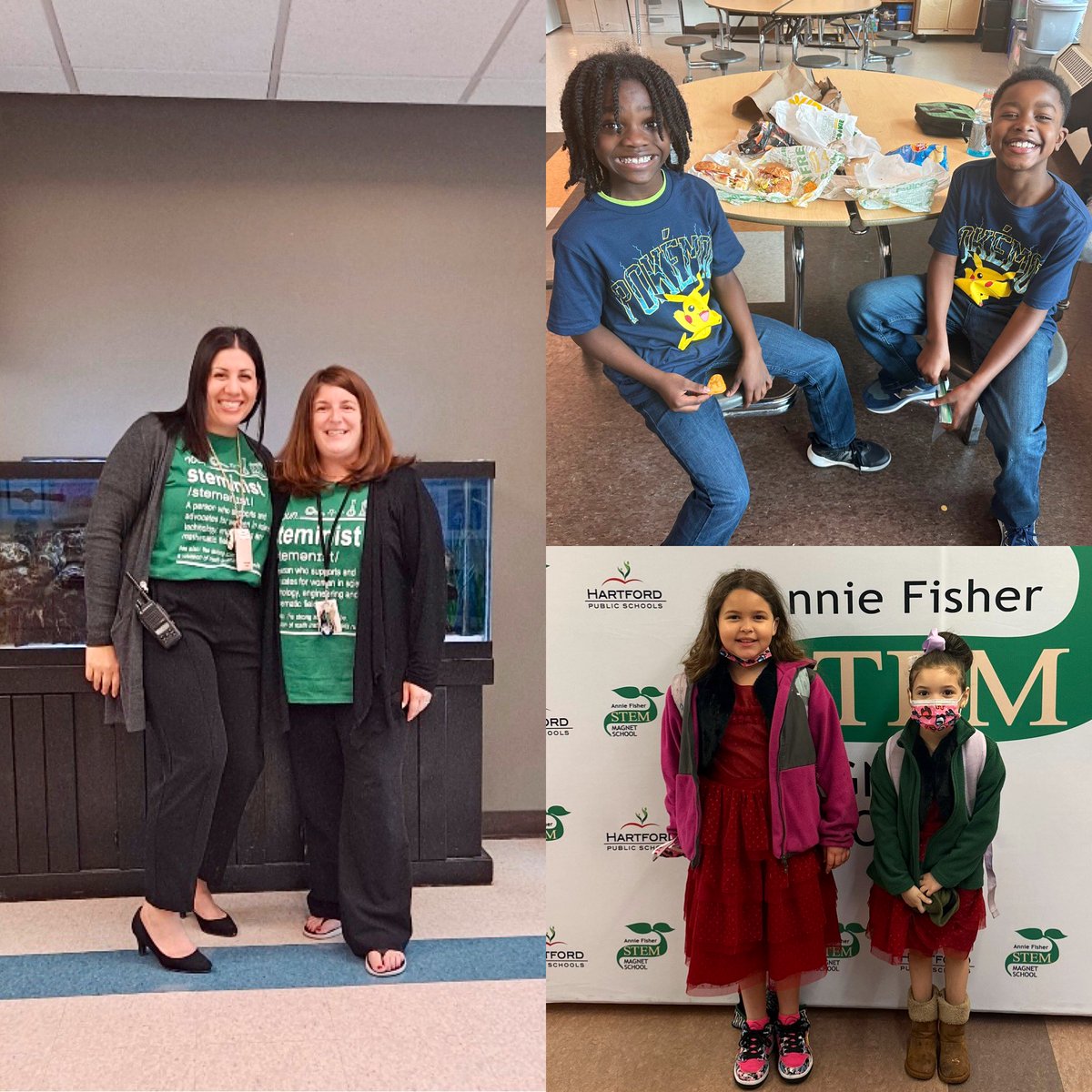 AnnieFisherSTEM's tweet photo. It’s spirit week at #AFStem and today we were seeing DOUBLE for twin day! Friends, sisters, and building leaders all got in on the fun with a #STEMspin! #seeingdouble #twiceasnice @STEMEdCT @msboratko @Hartford_Public https://t.co/p5tKTTwQ6a