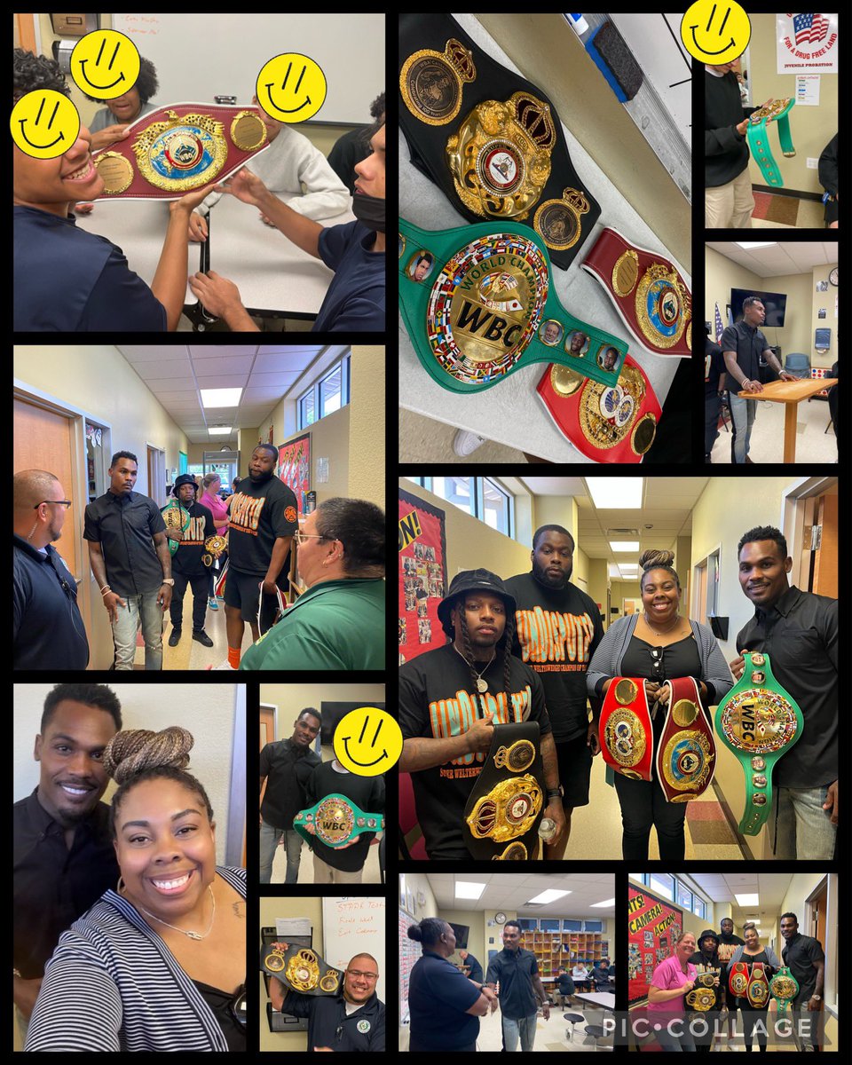 Today, students at JJAEP heard from @TwinCharlo. They were INSPIRED to make better choices & not be held back by past decisions. Having the UNDISPUTED Light Middleweight Boxing Champion of the WORLD come to JJ to speak life into our kids is a big deal! We’re so #thankful!