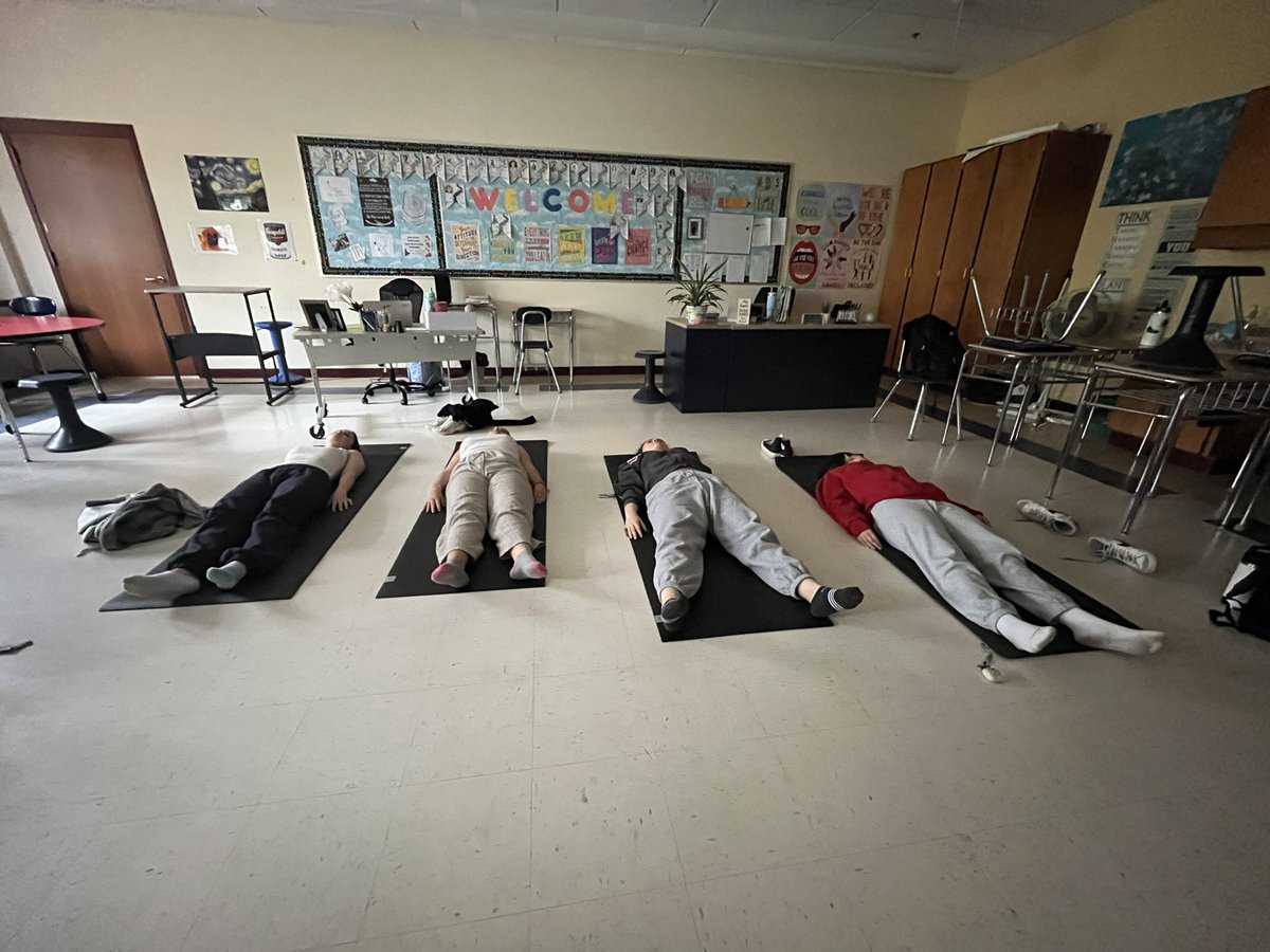 TeamUnitedWMS's tweet photo. Mrs. Abplanalp hosted an after school yoga session today with some 8th graders @wmsnatick . Happens on Wednesdays and open to all students. #WilsonUnited #SEL #yogaforstudents #zen https://t.co/5evka6Ztms