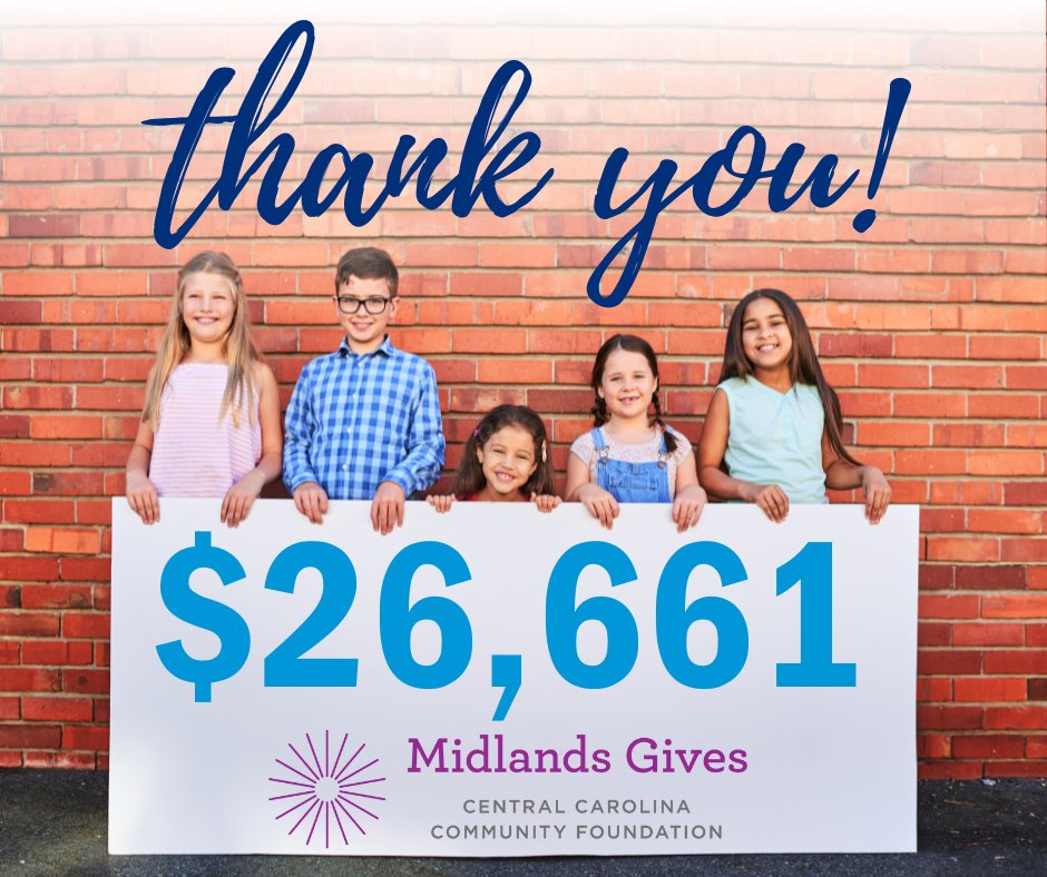 Thank you for making so many dreams come true by helping us reach our goal of $25,000 for Midlands Gives. You all surpassed it, raising over $26,500!!! Your giving helps cover the costs of 65 of the 94 children in need of emergency dental care! @CCCFtweets