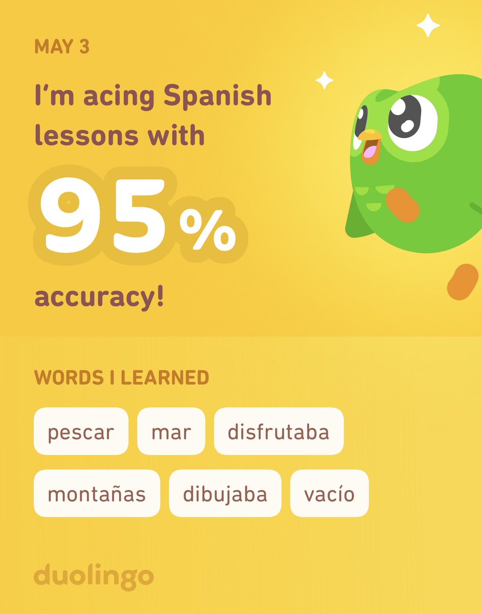 momojoy's tweet photo. I’m learning Spanish on Duolingo! It’s free, fun, and effective. https://t.co/zjtIvUeDVf