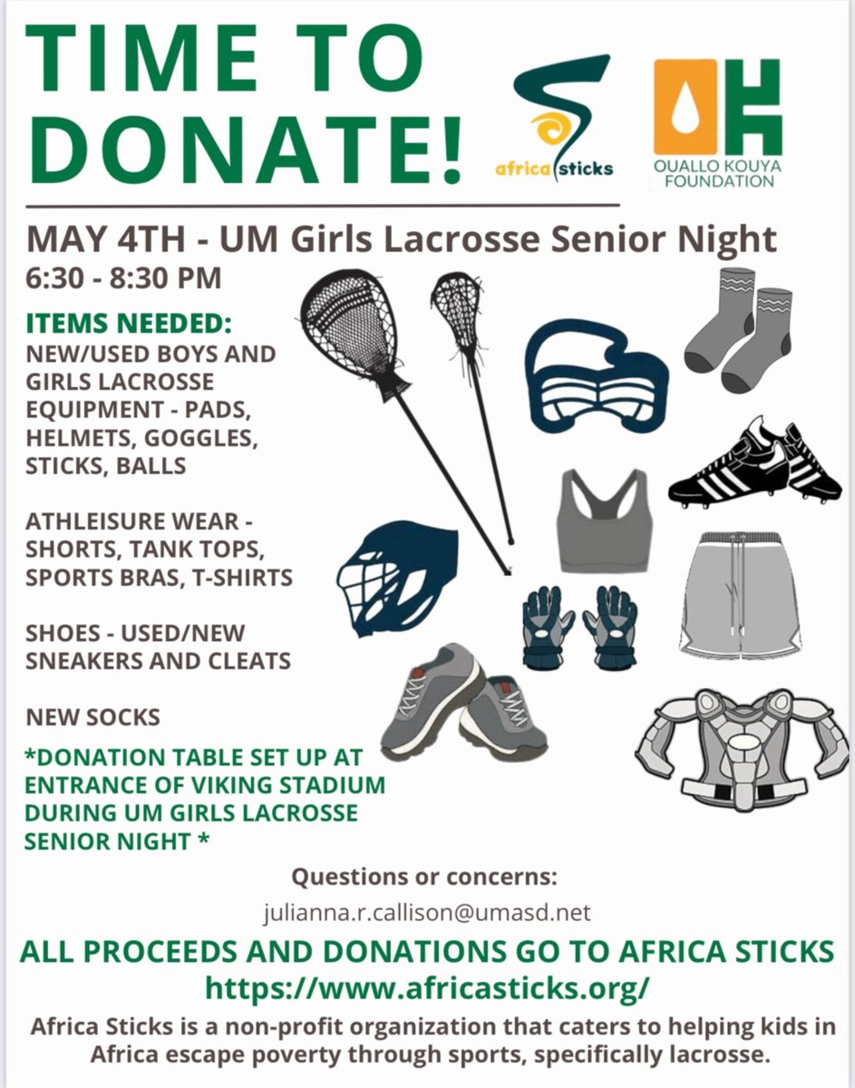 Ed Morlock (@emor09) on Twitter photo Tomorrow night, I'll be covering Pope John Paul II vs. Upper Merion girls lacrosse.
<a href="/LadyVikings_Lax/">UM Girls Lacrosse</a> senior Julianna Callison is collecting lacrosse equipment to donate. Check out the flyer for more information. Tomorrow night, I'll be covering Pope John Paul II vs. Upper Merion girls lacrosse.
<a href="/LadyVikings_Lax/">UM Girls Lacrosse</a> senior Julianna Callison is collecting lacrosse equipment to donate. Check out the flyer for more information.