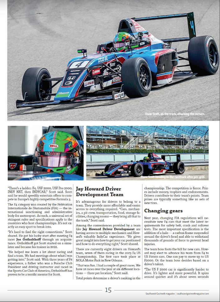 PMauti's tweet photo. Formula 4 Driver, Dane Scott, is racing to IndyCar - the highest class of open-wheel, single-seater racing in the US. 🏎️ Fuel his dreams, sponsor his team! Cover of May/June '23 Southwest Gwinnett Magazine. #motorsports #IndyCar #sponsorship #Marketing #Driver 
@peachtreecrnrs https://t.co/tE7oVu0OrX