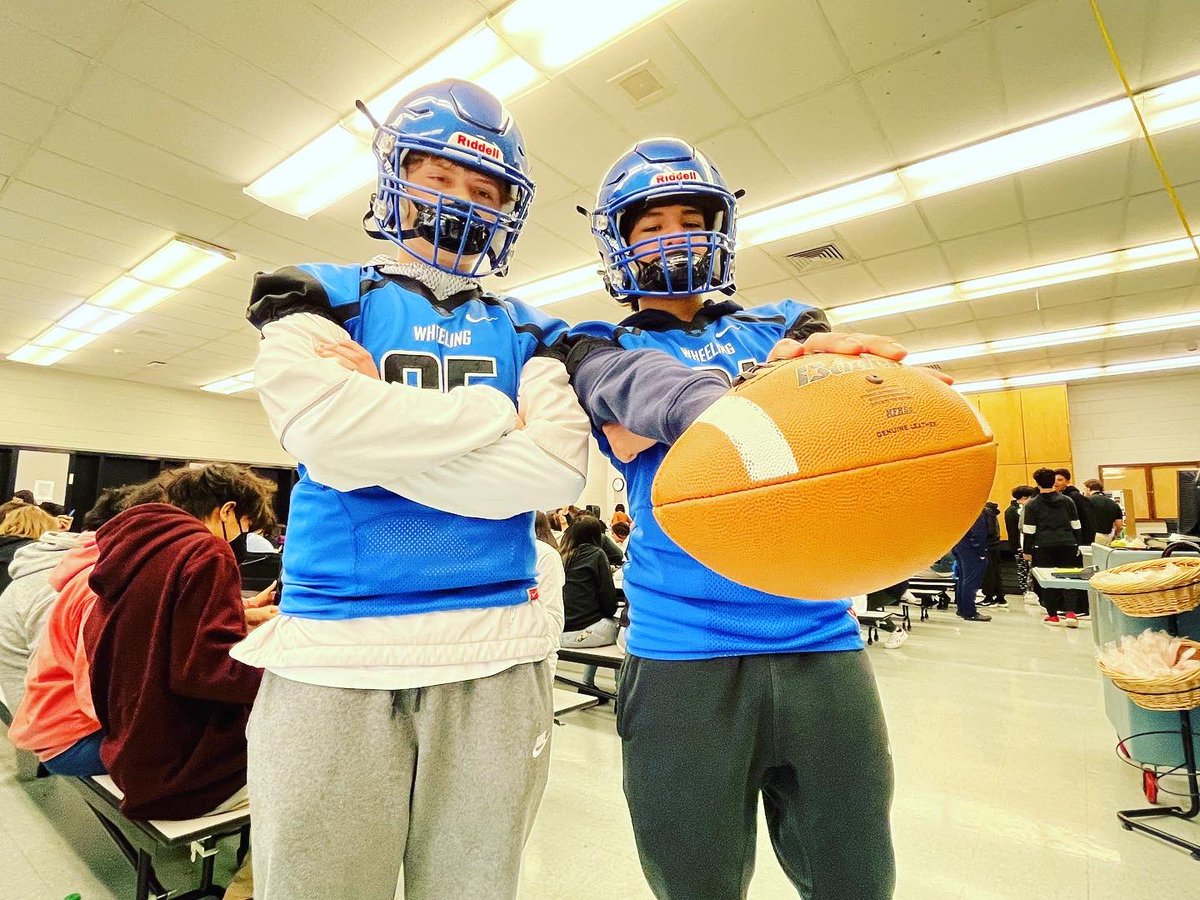 Thanks to @wheelingfb for visiting us and showing our 8th grader what football is all about!