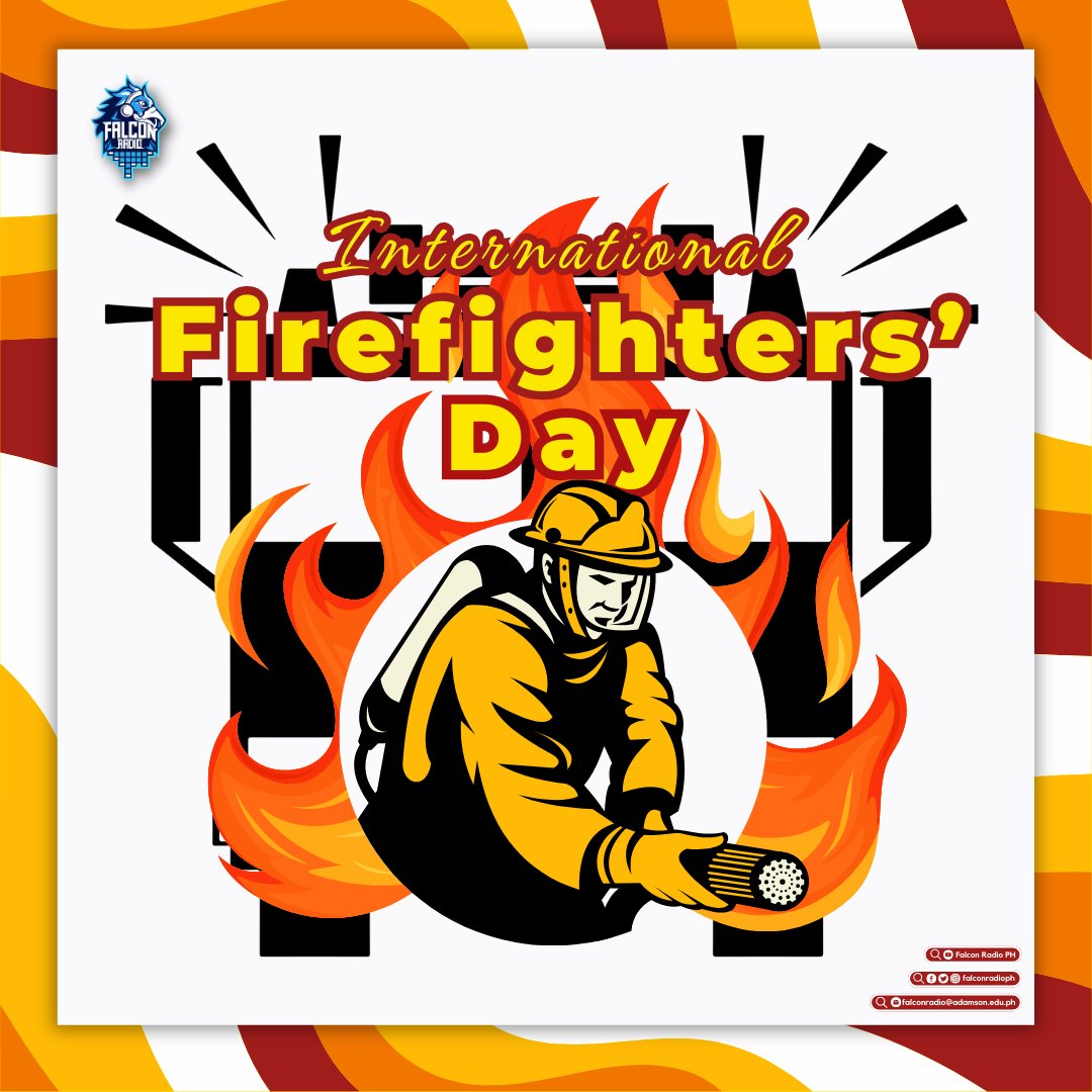 FalconRadioPH's tweet photo. Ipinagdiriwang ngayong araw ang International Firefighters' Day upang magbigay-pugay sa mga matatapang na bumbero 👩‍🚒 Let us show our gratitude to them for tirelessly working to keep us safe. 🧑‍🚒🚒

Dahil dito sa Falcon Radio, #KlasmeytIkawAngBida https://t.co/0OKjZEJeId