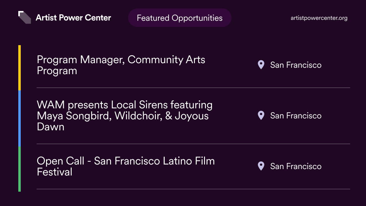 artistpowerybca's tweet photo. The sky's the limit for creative people looking on the #ArtistPowerCenter. On the search for your next job or opportunity to share your art? Work at Hospitality House, go to @womensaudio’s next event, or submit to @sfcine’s open call.
→ https://t.co/tshLv3QirA https://t.co/cVJZgbaWuI