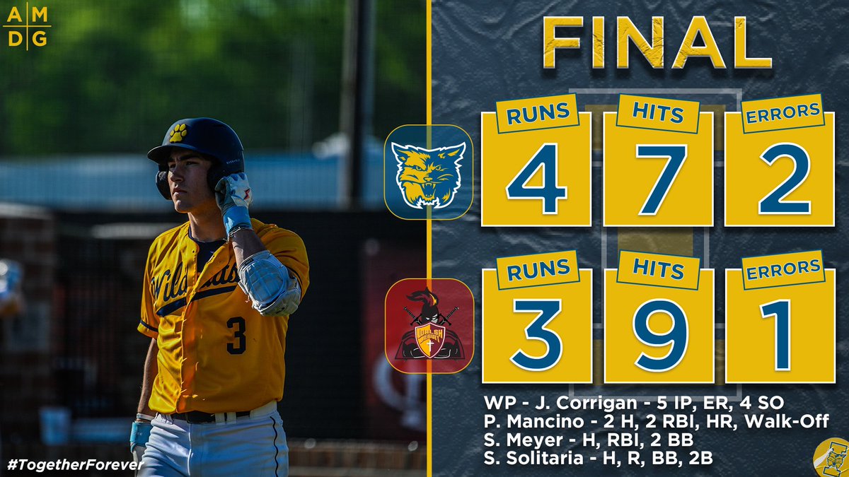 SIHSSports's tweet photo. BB: A Blue and Gold WWWWWWinner! Pauly Mancino wins it in the 9th with an RBI single! James Corrigan earns the win out of the pen, pitching 5 innings and allowing just 1 run! Cats extend the win streak to 6! 
#GoCats https://t.co/0xdqLzEJfz