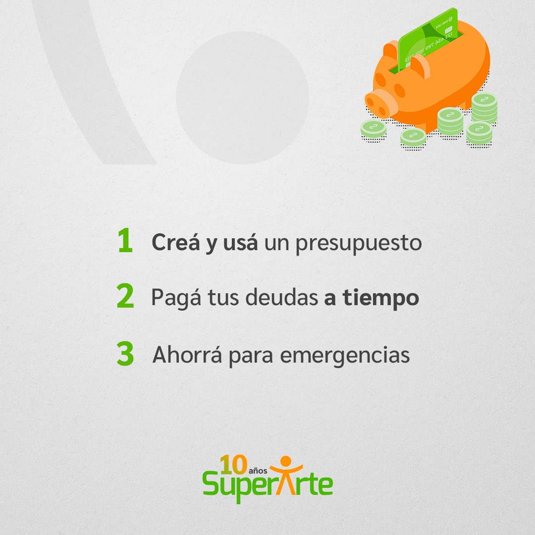 superartepy's tweet photo. ¡Celebramos nuestro décimo aniversario! 🤩 Te dejamos 1 consejo por cada año cumplido. Gracias a nuestra querida red de clientes por acompañarnos en cada paso.  

#10AñosSuperarte #ConsejosFinancieros #Presupuesto #Deudas #Ahorro #Bienestar #MetasFinancieras #AsesoríaFinanciera https://t.co/AxJEQfBqAQ