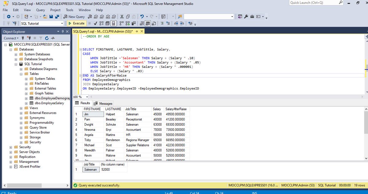 Nomychillz's tweet image. Day 3 of #MaySQL 

Learned and practiced 
CASE Statement: The CASE expression goes through conditions and returns value when the first condition is met( like an if-then-else statement).
#31DaysofSQL