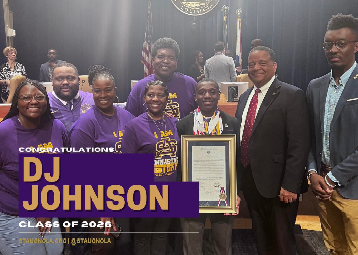 Congratulations to Class of 2026 scholar, DJ Johnson who recieved a Proclamation from the City of New Orleans, following the inaugural Varsity Gymnastics Season, that resulted as a LHSAA State Runner-Up!