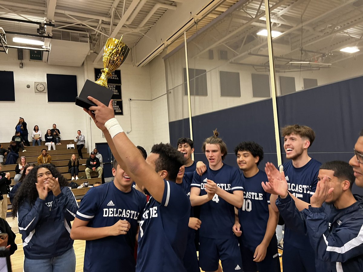 drcomegys's tweet photo. Congrats @delcastle_ths boys volleyball on winning the conference championship today!  Let’s keep it going into the playoffs.  #NCCVTWorks https://t.co/VYhh2tRlsR