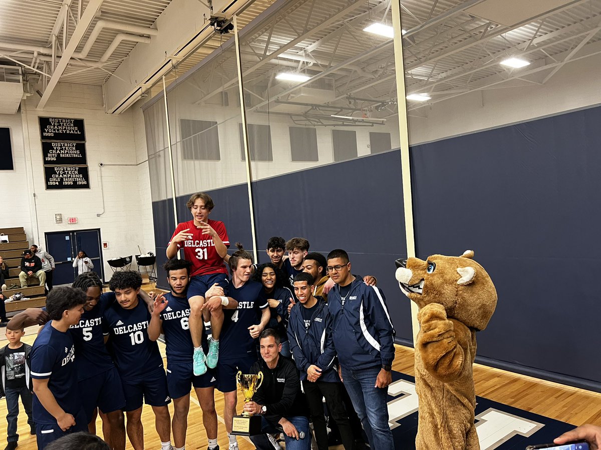 drcomegys's tweet photo. Congrats @delcastle_ths boys volleyball on winning the conference championship today!  Let’s keep it going into the playoffs.  #NCCVTWorks https://t.co/VYhh2tRlsR