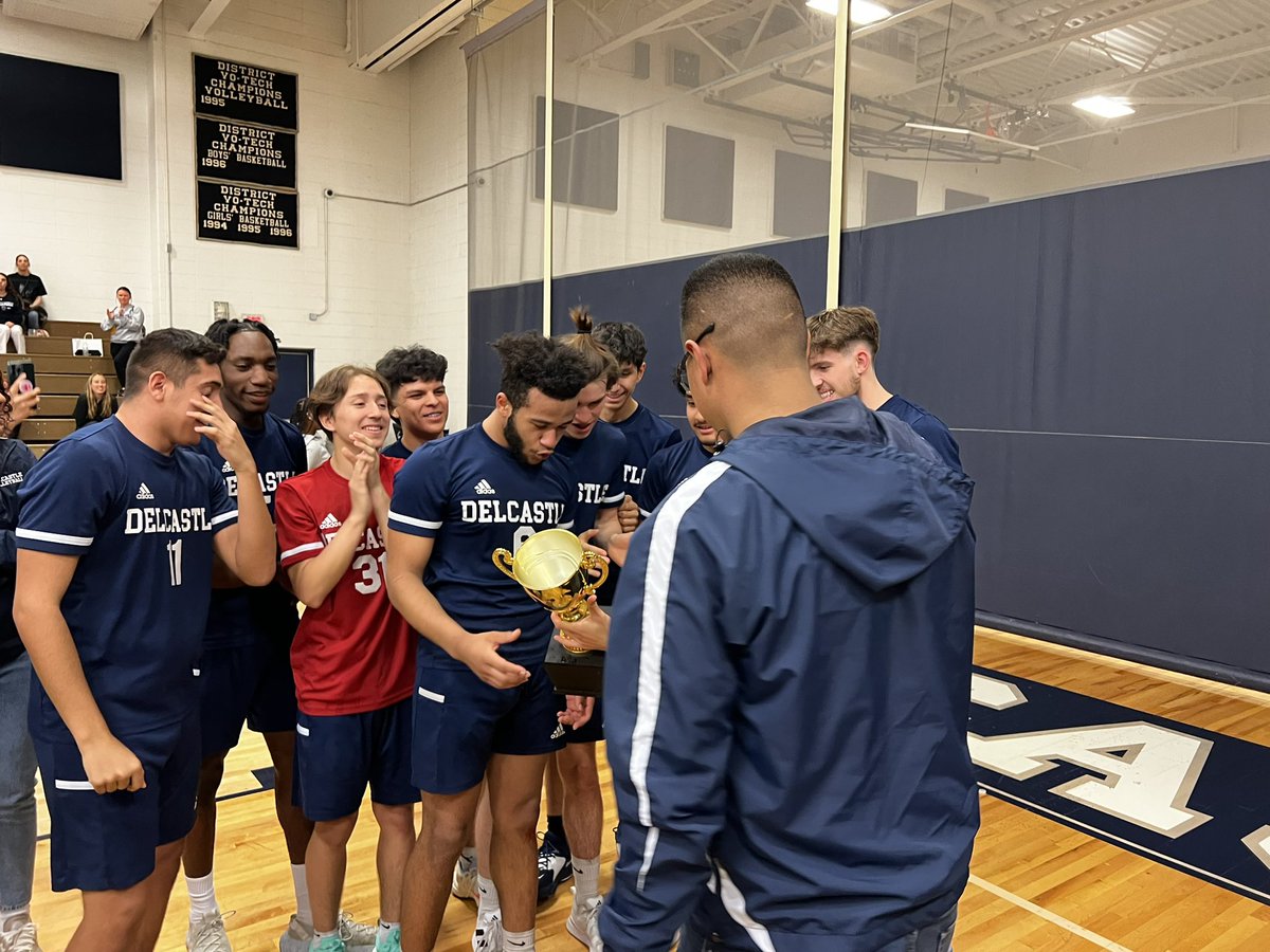 drcomegys's tweet photo. Congrats @delcastle_ths boys volleyball on winning the conference championship today!  Let’s keep it going into the playoffs.  #NCCVTWorks https://t.co/VYhh2tRlsR
