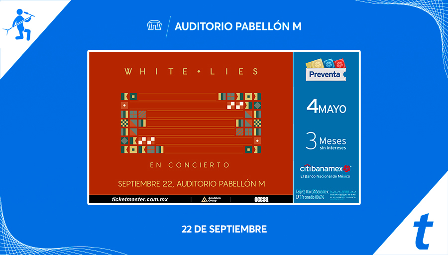 Ticketmaster_Me's tweet photo. 😱 Ahora inicia la #PreventaCitibanamex para que escuches a @whiteliesmusic en la Ciudad de México, Guadalajara y Monterrey 🤟
📲 Compra aquí tus 🎟🎟 desde tu celular y escucha lo mejor del álbum #AsITryNotToFallApart 👇
https://t.co/rpra3ItRPH https://t.co/SlofARGwbc