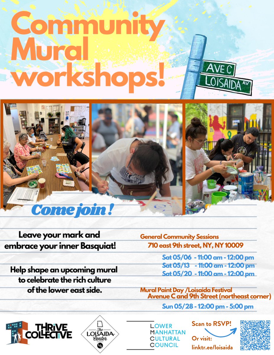 Loisaida Inc. (@loisaidainc) on Twitter photo Sign up for our Community Mural Workshops this month! Visit linktr.ee/loisaida to RSVP! Sign up for our Community Mural Workshops this month! Visit linktr.ee/loisaida to RSVP!