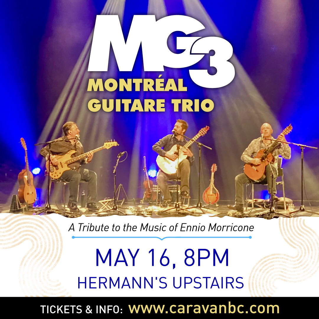 Nxt #yyj concert is entertaining & talented #quebeccois group #montrealguitaretrio @HermannsJazz May 16 feat tribute to #enniomorricone music. Tixs avail Caravanbc.com #yyjarts #victoriabuzz #marcmorin #jazzmusic #guitar #livemusic #glennlevesque #sebastiendufour #mg3