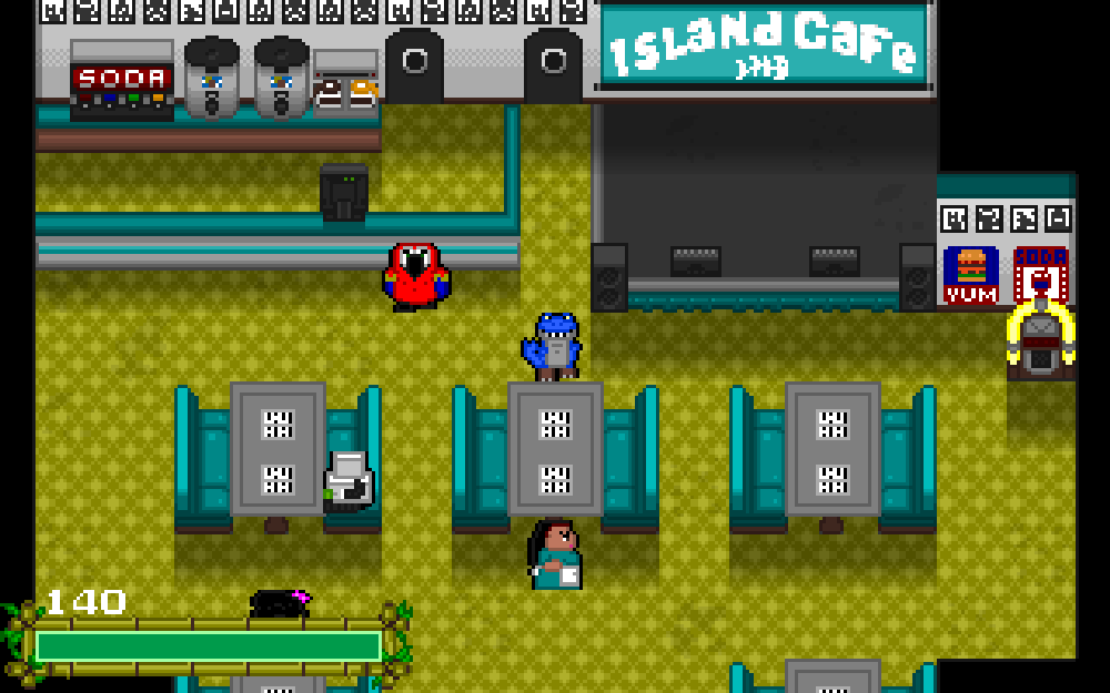 redtrianglegame's tweet photo. Now the restaurant is completely cleaned up for the #Surfasaurus update coming soon! Only one more location left to visit, then fine tuning and #Steam achievements!
#indiegame #ohrrpgce #indiedev #gamedev #pixelart https://t.co/aJAnk5eCTE