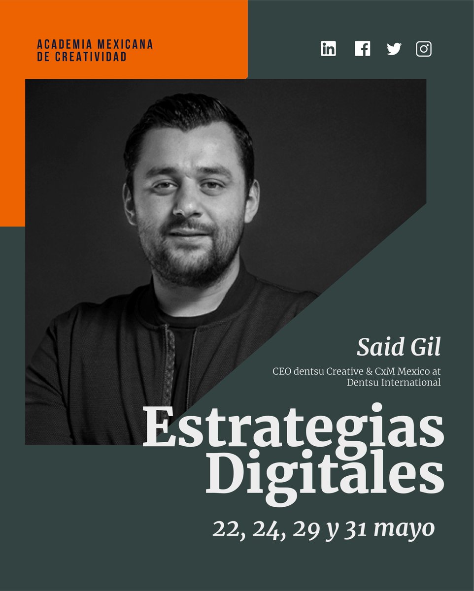 En este #workshop online aprenderemos a incorporar, dentro del plan de negocio, las estrategias para medios digitales, así como a tener siempre en mente los objetivos de las marcas.

Imparte: Said Gil, <a href="/saidgils/">Šaid Gil</a>, CEO &amp; CxM en <a href="/DentsuCRTV/">Dentsu Creative</a> México.

📲laacademia.mx/workshop/estra…