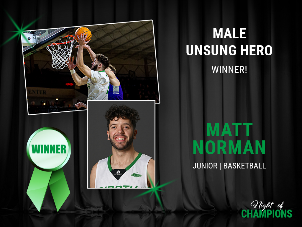 UNDsports's tweet photo. @UNDwbasketball @UNDwgolf @UNDtrackfieldXC @UNDmhockey @UNDwtennis @UNDmbasketball @UNDsoftball @UNDfootball MALE UNSUNG HERO AWARD: Matt Norman! 

Matt was named Summit League Sixth Man of the Year after knocking down a near-UND DI record 81 triples! 

#UNDproud | #LGH | @UNDmbasketball https://t.co/c7S3mUrcSb