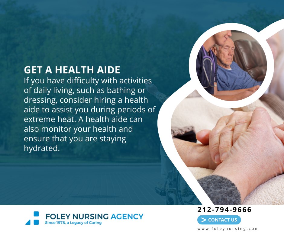 Foley Nursing provides specialized health aide services to support elderly individuals at risk of heat exhaustion. Our compassionate caregivers ensure their comfort and safety in hot weather. Contact us today.