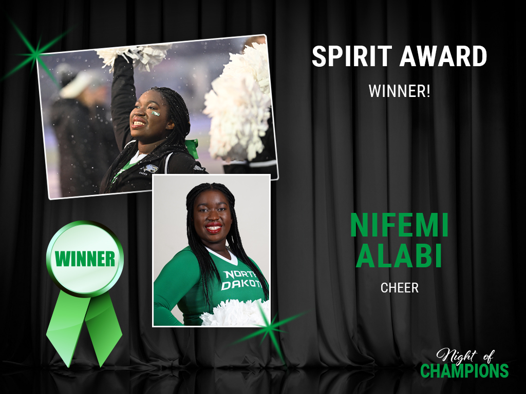 NDspiritsquads's tweet photo. SPIRIT AWARD WINNER: NIFEMI ALABI

NIFEMI IS A THREE-YEAR CHEER TEAM MEMBER. SHE IS A BIOLOGY, PRE MED MAJOR ANDI HAS PUT IN 269 VOLUNTEER HOURS SINCE SUMMER OF 2022! NIFEMI TRULY EMBODIES  TEAMWORK, ACCOUNTABILITY AND SCHOOL PRIDE.

#UNDproud | #LGH https://t.co/aJOcdz044h