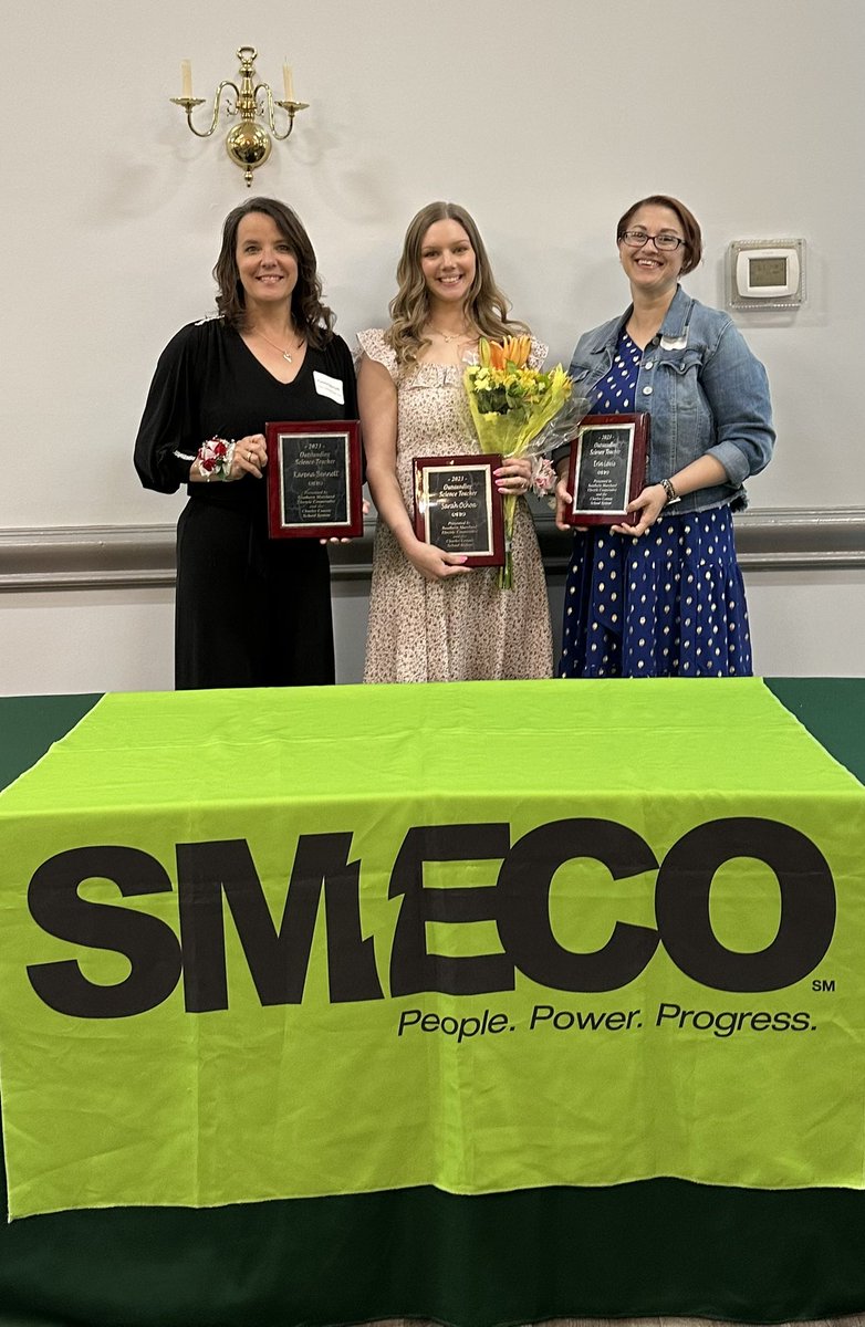 Congratulations to our 2023 SMECO Science Teachers of the Year: Karena Bennett (HS), Erin Lewis (MS), and Sarah Ochoa (ES). Well deserved ladies! 🧪🦋🔬<a href="/CCPS/">Charles County Public Schools</a> <a href="/McDonoughHS/">McDonough H.S.</a> <a href="/MatthewHensonMS/">Matthew Henson MS</a> <a href="/matulaprincipal/">Mrs. Richardson</a>