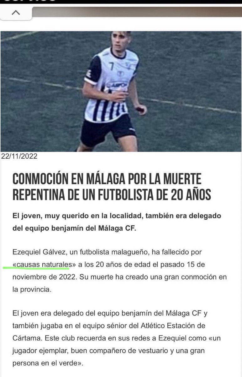 Flamencantada's tweet photo. Habrá sido por “causas naturales”, como este chaval de 20años, porque lo normal ahora es que las personas sanas y deportistas mueran con 20 o 30 años por “causas naturales” https://t.co/C609DT2ZTg