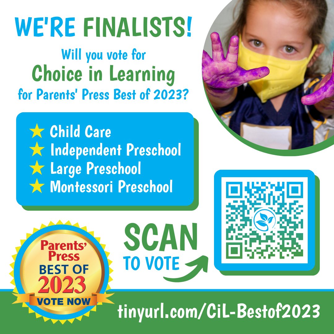 CiLMontessori's tweet photo. We're finalists!! Will you vote for us for @ParentsPressEB's #BestOf2023?

Click the link below or scan the QR code!
https://t.co/sctOlCmZxe

⭐ Child Care
⭐ Independent Preschool
⭐ Large Preschool
⭐ Montessori

#Montessori #Preschool #ChildCare #BestOfTheBay https://t.co/e4fAVGZHjR