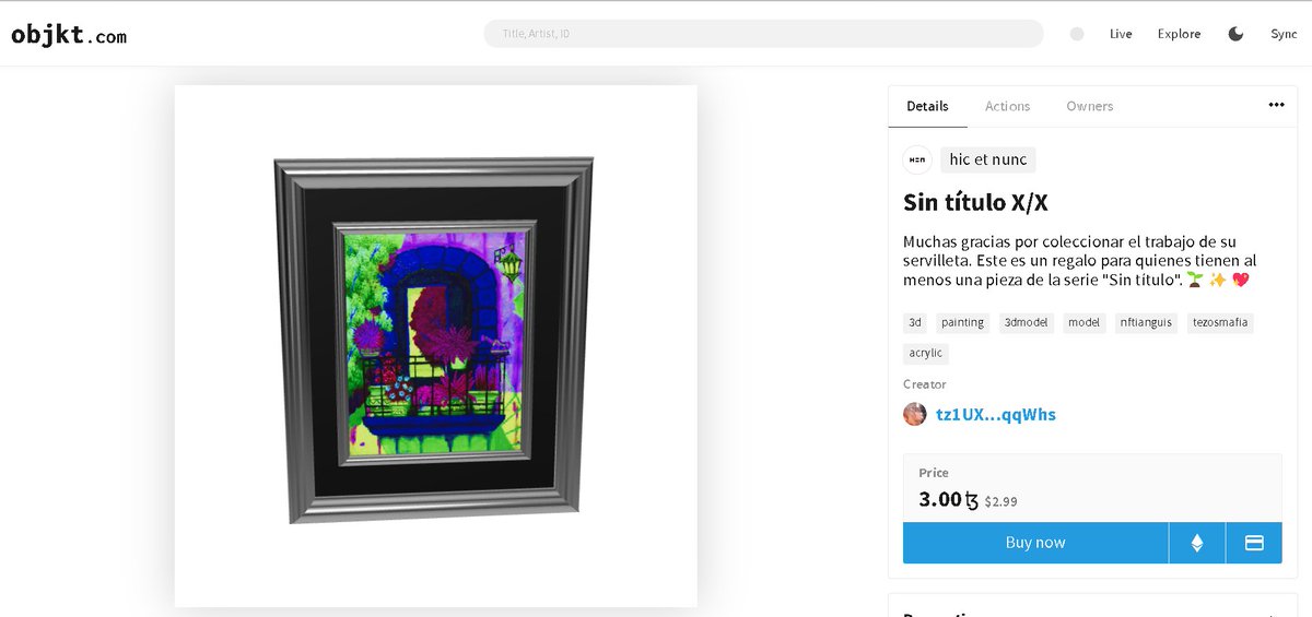 LORVG_ERAEU's tweet photo. GN🌃✨
Drop para coleccionistas de la serie "Sin título". Listed in 3 #xtz by collector. 🙏🏽😻🐾🌚🤟https://t.co/MMMezlz7LW…
#Tezos #Objkt #NFTezos #TezosCollectors #3DModelign #NFT #Ethereum #EthereumNFTs #TezosMafia #NFTianguis https://t.co/crtuvGGrJz