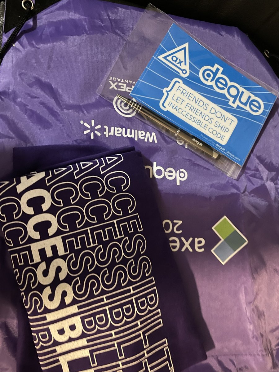 A11yAlicia's tweet image. Picked up an unexpected delivery today and was excited to find #AxeCon swag! Thanks, @dequesystems,