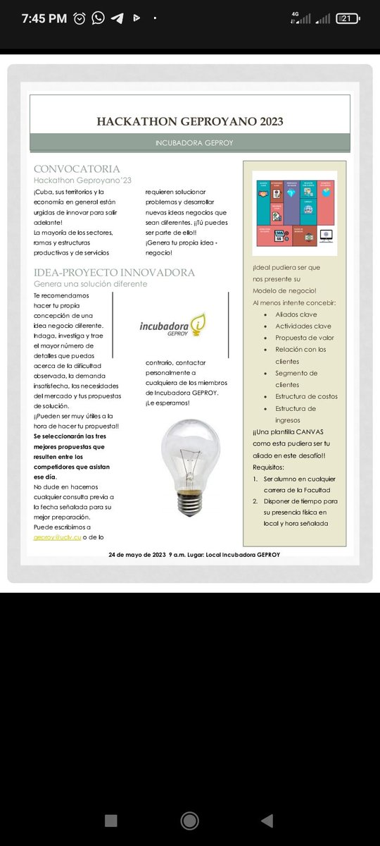 C_Economicas's tweet photo. Si eres estudiante de la FCE te convocamos al concurso Hackathon geproyano 2023!! Te esperamos!!! https://t.co/mjnBPgmibU