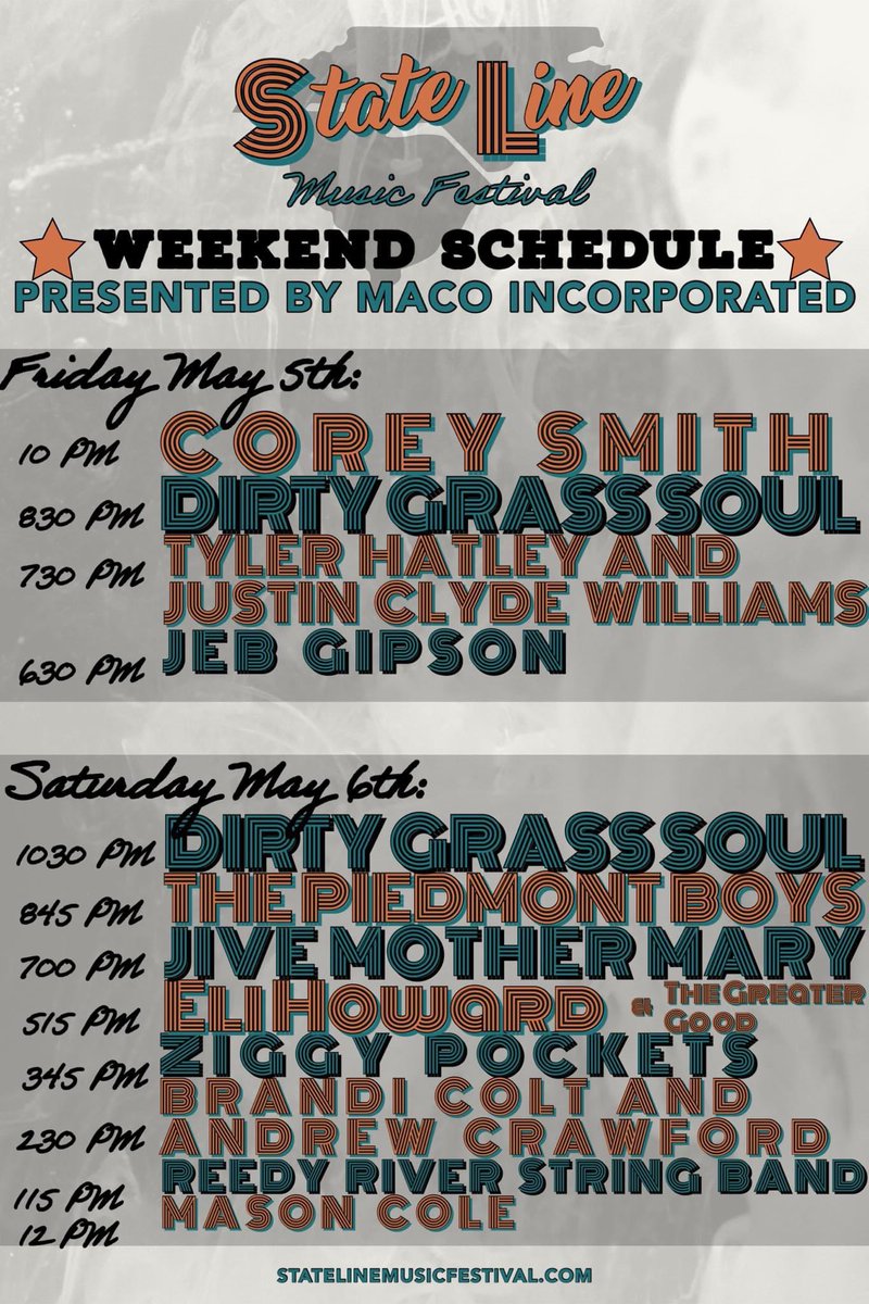 DirtyGrassSoul's tweet photo. Stoked for #StateLineMusicFestival this weekend at Shadyside Dragway in Shelby! It aughta be a big ole time! @coreysmithmusic @ThePiedmontBoys @TylerHatley @Jivemothermary @eliphoward @ZIGGYPOCKETS @jebgipsonmusic #slmf https://t.co/m4Fk7J9MIP