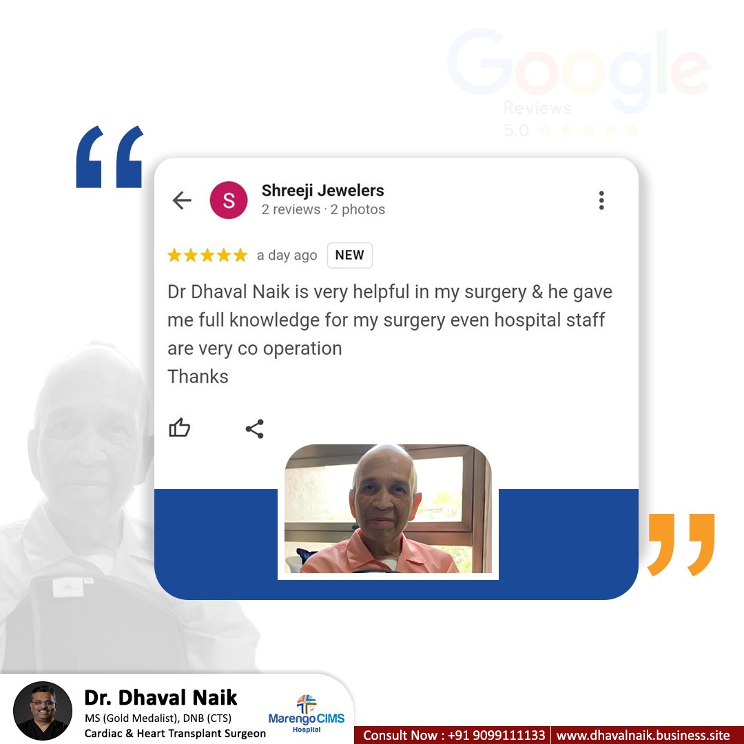 Thank you for taking the time to share your experience with us.

#patientfeedback #drdhavalnaik #marengocims #cardiac #cardiacsurgeon #ahmedabad #gujarat #india