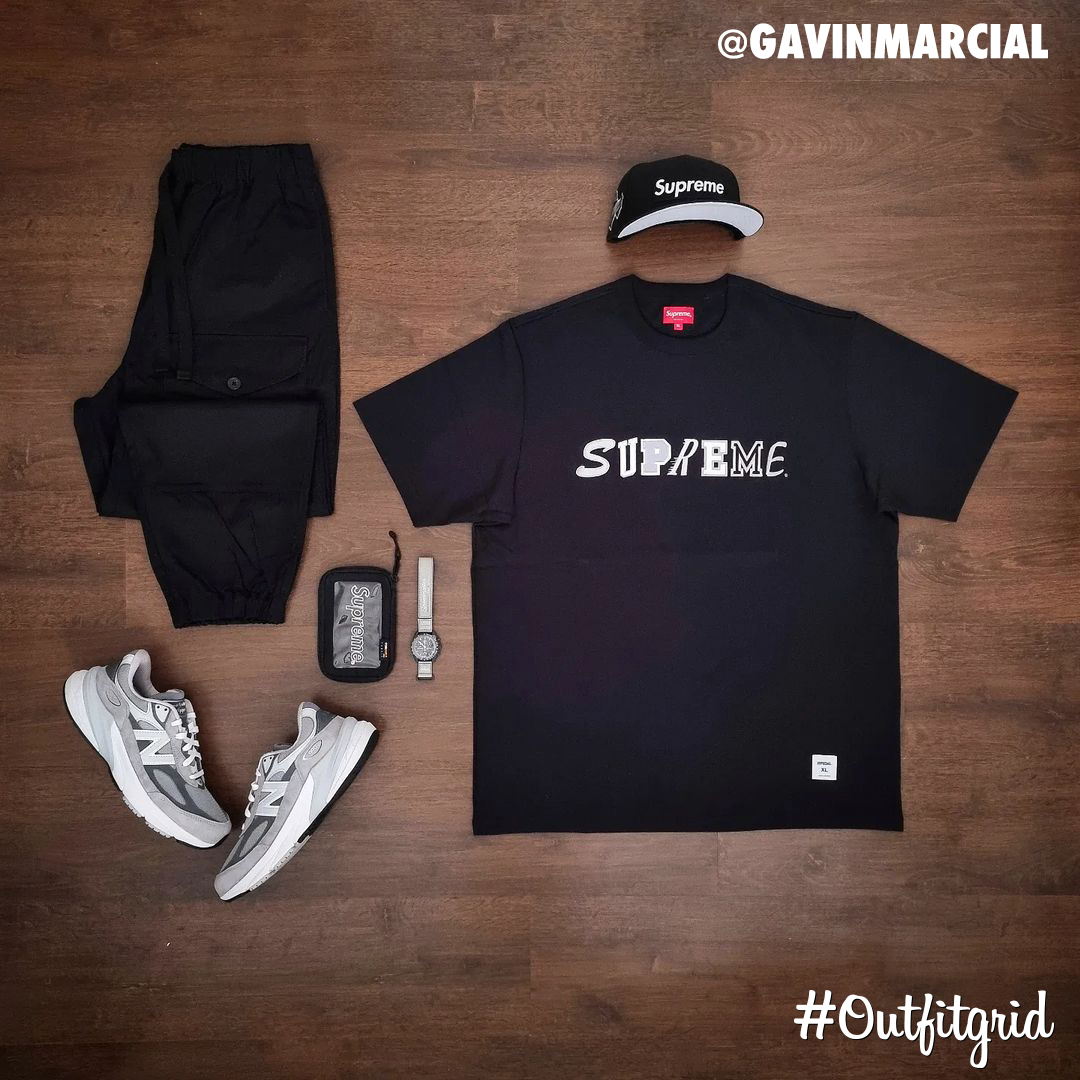 Today's top #outfitgrid is by @gavinmarcial.
▫️ #Supreme #Tee #Cap & #Wallet
▫️ #GUForAl #pants
▫️ #NewBalance990v6
▫️ #Omega x #Swatch #MissionToTheMoon #Watch