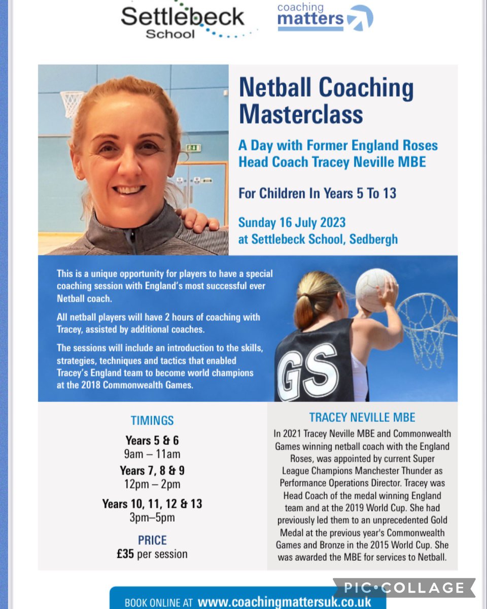SettlebeckS's tweet photo. We are delighted to announce that Settlebeck will play host to former England Roses Head Coach Tracey Neville MBE. 
Click here to book your place - https://t.co/NLtvClXdDf https://t.co/oGagxO9SQZ