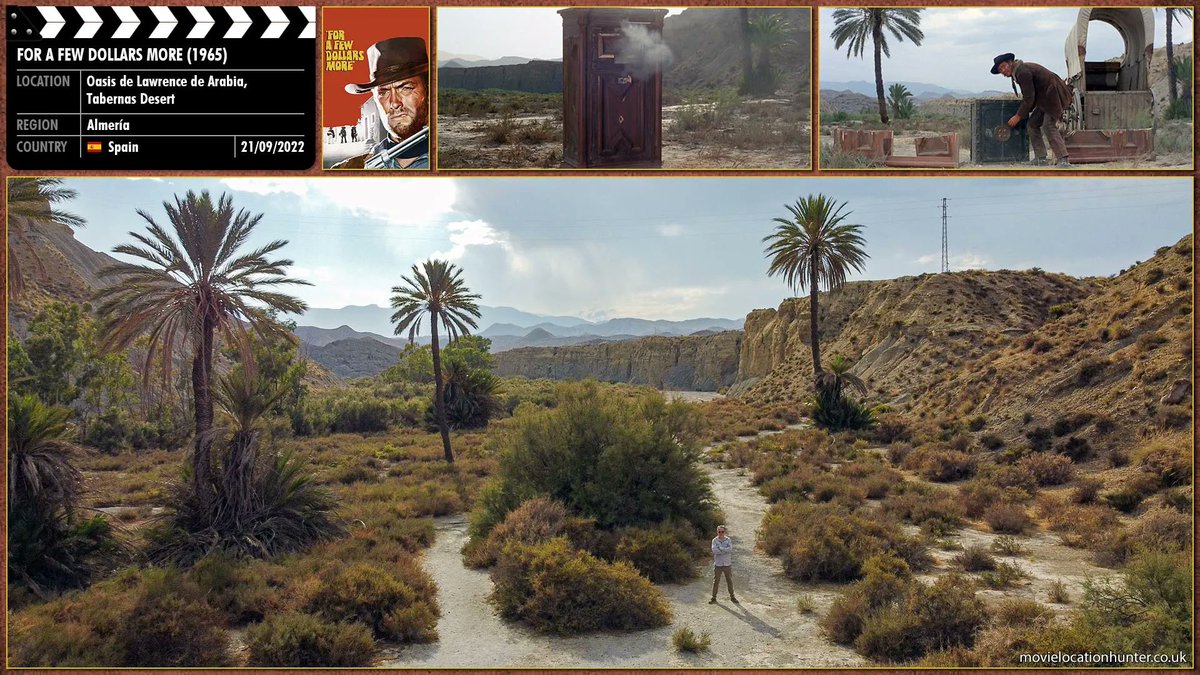 movielochunter's tweet image. For a Few Dollars More (1965)

⭐ Clint Eastwood, Lee Van Cleef, Gian Maria Volonté, Luigi Pistilli, Klaus Kinski, Joseph Egger

🎥 Sergio Leone

🌍 Oasis de Lawrence de Arabia, Tabernas Desert, Almería, Spain 🇪🇸

#ForaFewDollarsMore #MovieLocation