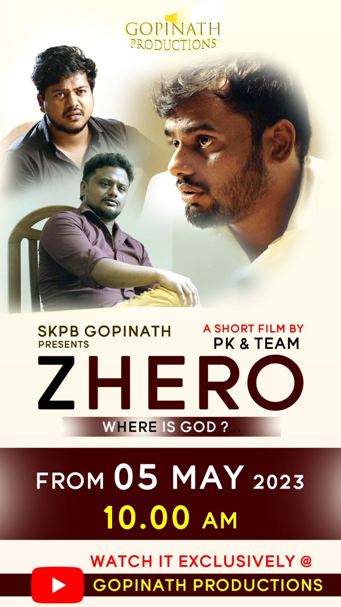 Watch our Short Film "ZHero" exclusively at

youtube.com/@GopinathProdu…

Releasing on May 05, 2023, 10.00 AM sharply... ✨