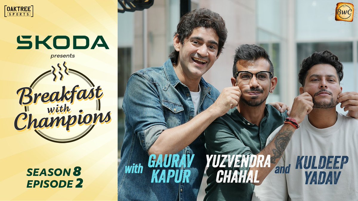 OaktreeSport's tweet photo. Kuldeep Yadav &amp; Yuzvendra Chahal on @SkodaIndia presents Breakfast with Champions out now!

Watch here: https://t.co/rpldz6HuHc

@gauravkapur @yuzi_chahal @imkuldeep18 @neeravghosh 

#SkodaDrivesBWC #Cricket https://t.co/ZmkTd9JVJx