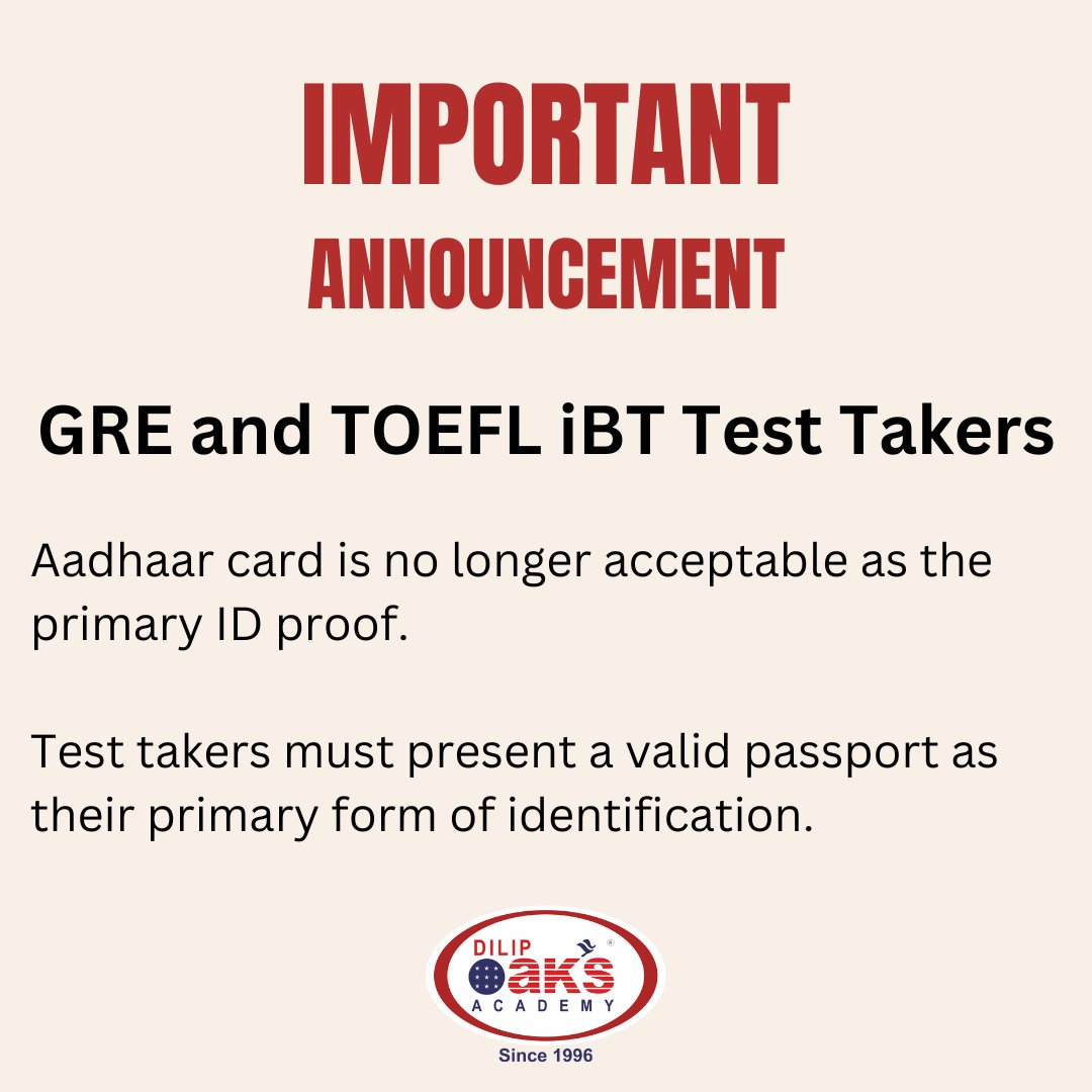 The GRE test dates at Dilip Oak's Academy Test Center (STN20710A) are filling up quickly, so act fast! Book your spot now and avoid the stress of last-minute test registration. For more info. call : 020-67444222
#gretestcenter #studyabroad #StudyintheUS