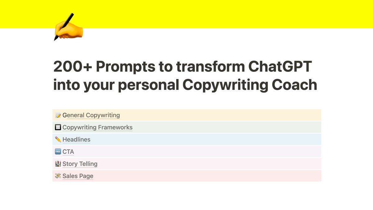 I've collected the best 300 ChatGPT Prompts about Content Writing

Everything to know about:

Improving your Skills
Generate Ideas
Write Content
Optimise it

... and much more

and you can get it for FREE.

Just RT and comment "content"
and I'll DM to you

(must be following)