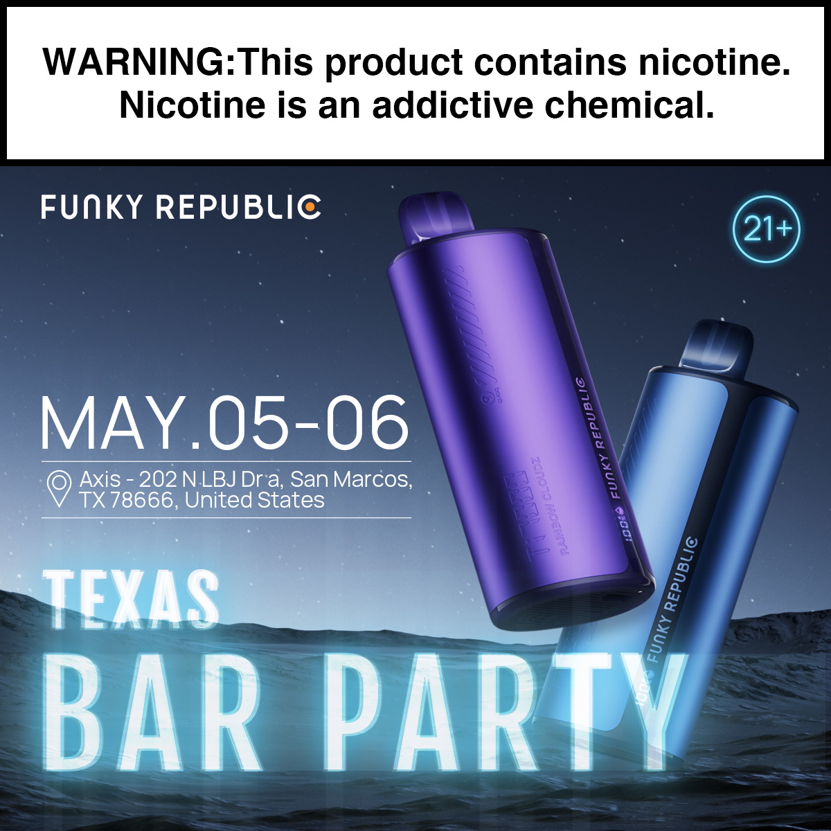 FunkyRepublic_'s tweet photo. 🕺It's time to get funky! Come dance the night away with us at Axis in San Marcos, TX @axis78666
-
📆 May 5-6
📍202 N LBJ Dr a, San Marcos, TX 78666
-
#FunkyRepublic #Ti7000 #Texas #SanMarcos #Axis78666 https://t.co/iqbrhkOrZK
