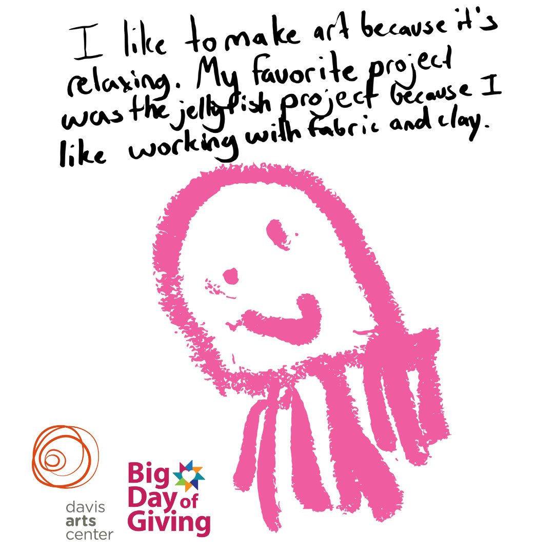 Jack was proud of his jellyfish sketches &amp; the stories he shared about their seagoing adventures. Help us reach our goal of $25,000 today to bring more experiences like Jack's to youth throughout our region.

#BDOG2023
<a href="/bigdayofgiving/">Big Day of Giving</a> 
#bigdayofgiving
Bigdayofgiving.org/davisartscenter