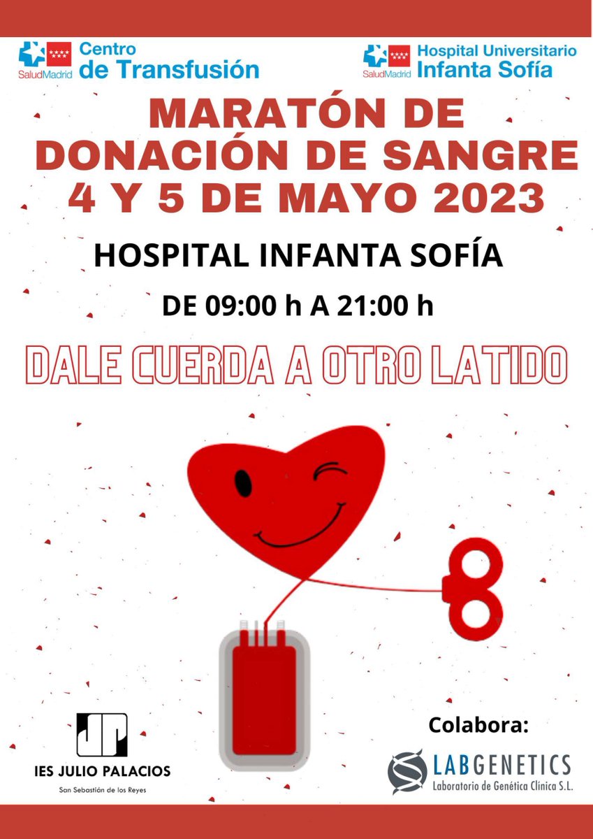 ¡En unos minutos arranca la Maratón!
Los/as alumnos/as ya están de camino al HIS.
Objetivo: Superar las 200 donaciones... ¿Los ayudas?
#DaleCuerdaAOtroLatido
<a href="/Madridonasangre/">Centro de Transfusión🩸</a>