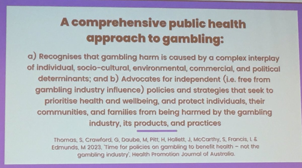 #WCPH2023 Workshop this morning on a public health approach to gambling