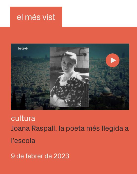 I és fort com s’hi ha implicat el talent local. Maldava x conèixer Xavier Theros, Jordi Amat, Josep Maria Contel, Joan Coll i la gent d <a href="/cultruta/">CultRuta Barcelona</a>… tantíssims/es a qui he seguit durant anys!

Surreal q el + vist a la web és l’únic on m’autoentrevisto. Sobre l’àvia @joanaraspall.